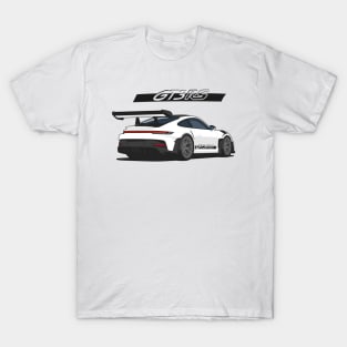 Rear car 911 gt3 rs white black T-Shirt